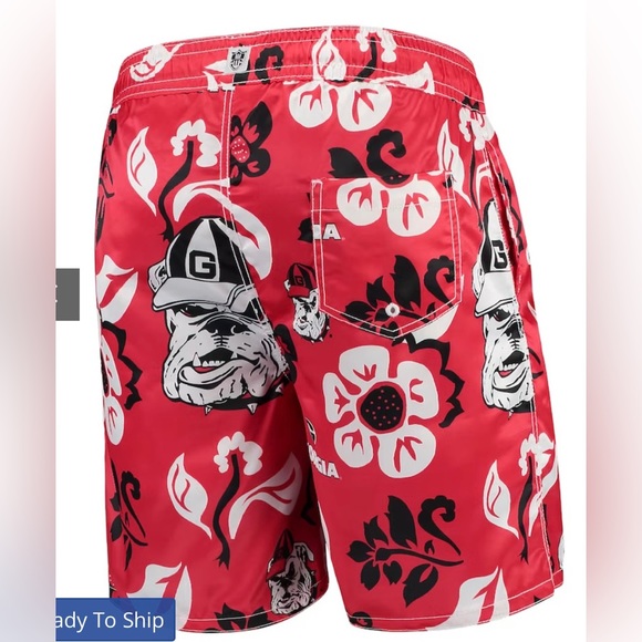 Georgia Bulldog Floral Swim Trunks - Picture 2 of 2